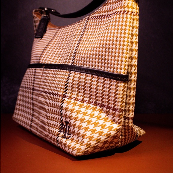 Lauren Ralph Lauren:  Vintage Autre Marque Houndstooth Canvas Handbag - Picture 8 of 8